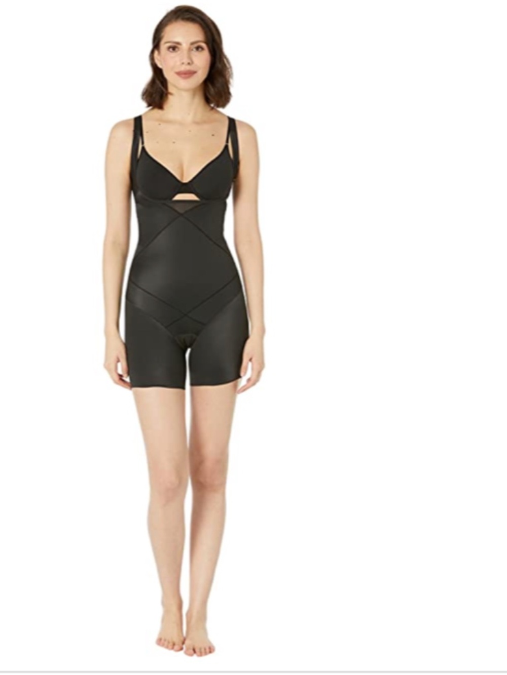 Women's Tummy Tuck Extra Firm Wear Your Own Bra Mid-Thigh Shaper 2412 - Black